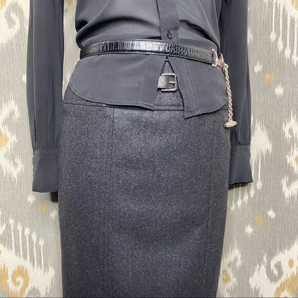 Ralph Lauren Cashmere & Lamb Leather Pencil Skirt - Picture 6 of 16
